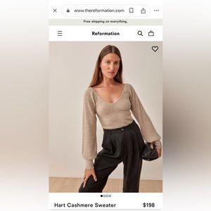 Like-new Reformation Hart Cashmere Sweater in oatmeal, size small